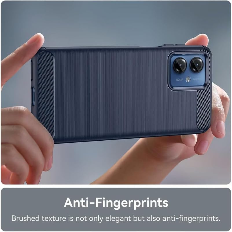 Image of NPRC Hybrid Ultra Slim Protective Case TPU Non-Slip Carbon Fiber Texture Shockproof Case Cover for Moto G14 - Blue