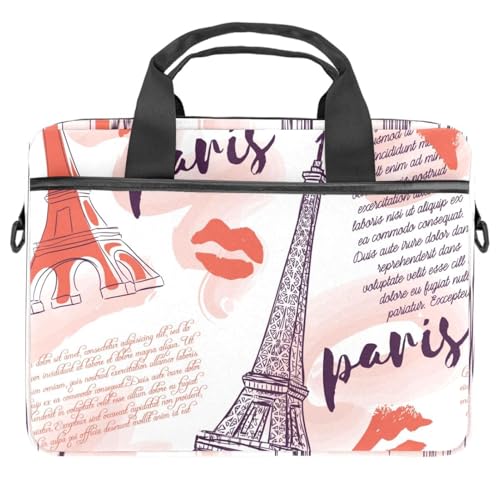 Maletín bandolera para laptop de 13 a 14 pulgadas con diseño de la Torre Eiffel multicolor