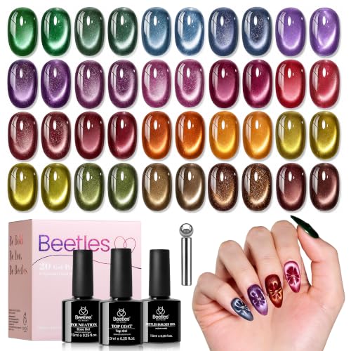 Image of Beetles Cat Eye Gel Nail Polish Set, 20 Colors Magnetic Fall Gel Polish Kit