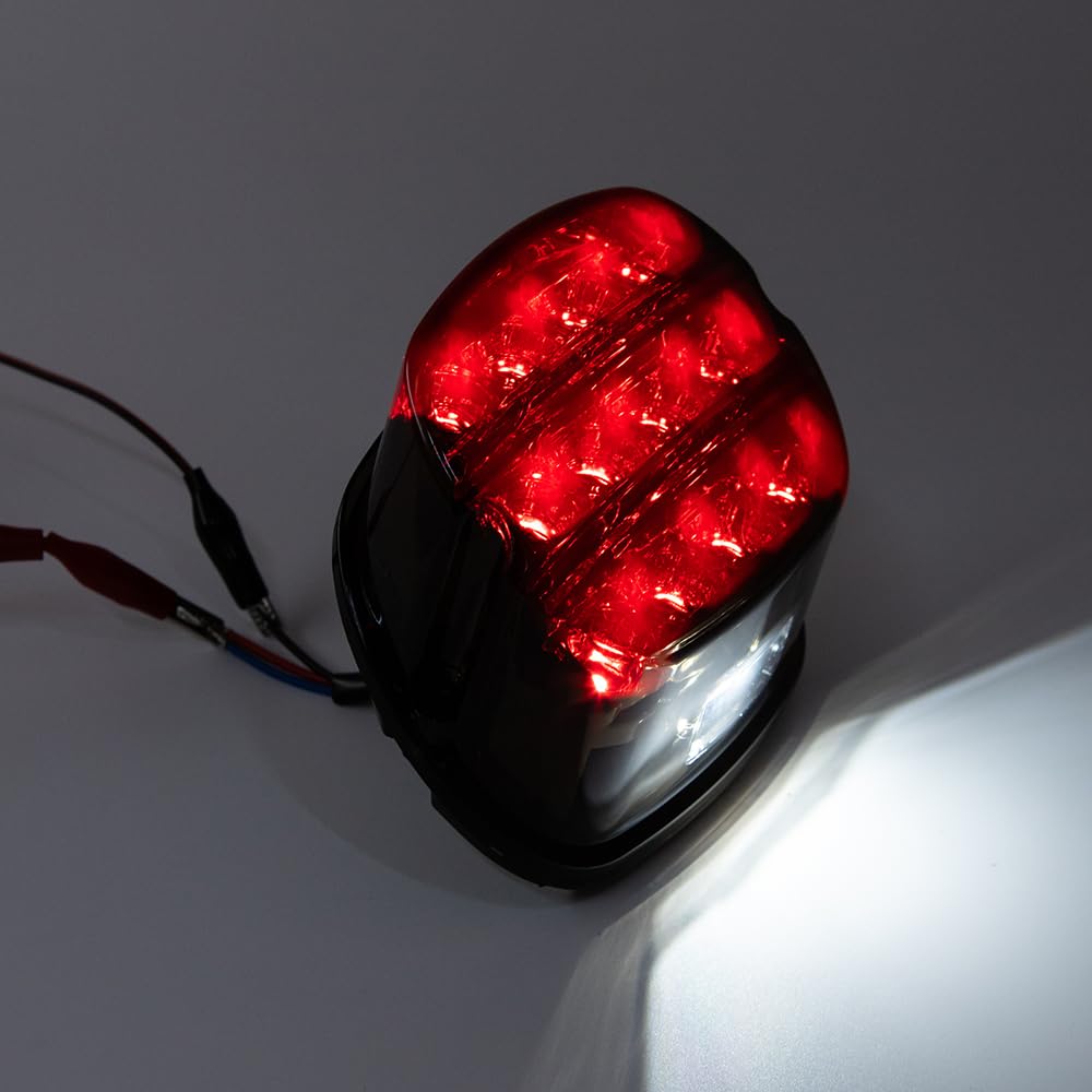Luce posteriore per moto 12V Luce di stop a LED Luce posteriore per targa per Road King Electra Glide Street Bob Touring Luci posteriori (Nero)