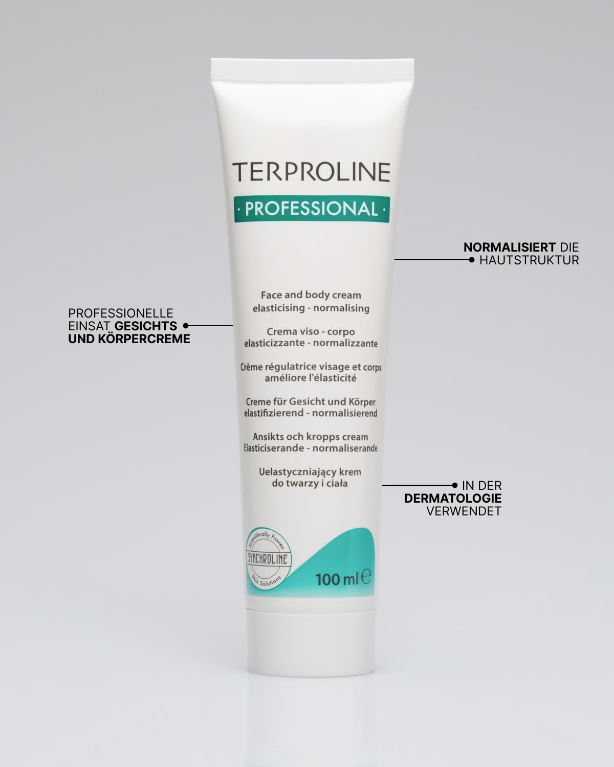Synchroline - Terproline Professional Gesichts- und Körpercreme 100 ml Elastizitätsfördernd und Nährend Nach Ästhetischen Behandlungen und Plastischer Chirurgie, Made In Italy