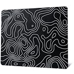 Glass Mouse Pad for Gaming, Black Topographic Hard Gaming Mousepad, Professional Large Mouse Mat 410mm*310mm, Special Glass Surface with Improved Precision and Speed