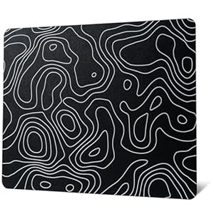 Glass Mouse Pad for Gaming, Black Topographic Hard Gaming Mousepad, Professional Large Mouse Mat 410mm*310mm, Special Glass Surface with Improved Precision and Speed