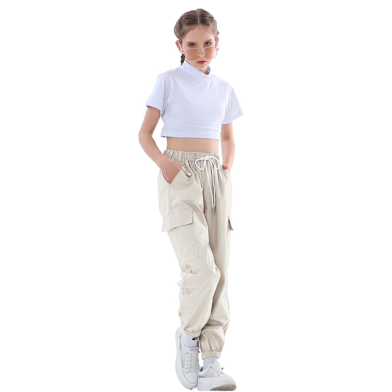 Rolanko Pantalones Cargo Elásticos para Niños Jogger Streetwear Danza