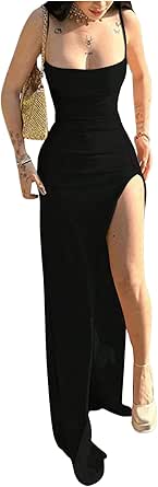 Verdusa Women's Mesh Slit Thigh Bodycon Dress - Long Sleeve Figure-Hugging Party Dress