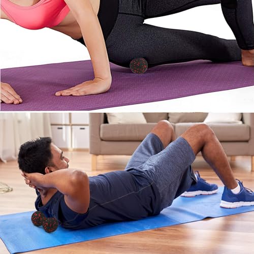 FaszienRolle Set enthält Massageball, Erdnuss-Lacrosse-Ball, Faszien-Roller für Wirbelsäule, Nacken und Rücken Entlastung, Deep Tissue Massage, Release, und Flexibilität (Rot-Zweiteiler Satz)