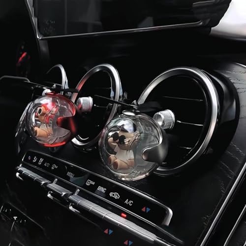 Image of 2Pcs Pilot Car Air Freshener, Cute Bear Car Vent Clip Air Freshener Automotive Air Outlet Fan Diffuser, Automotive Interiors Vent Decoration (Silver+Red)