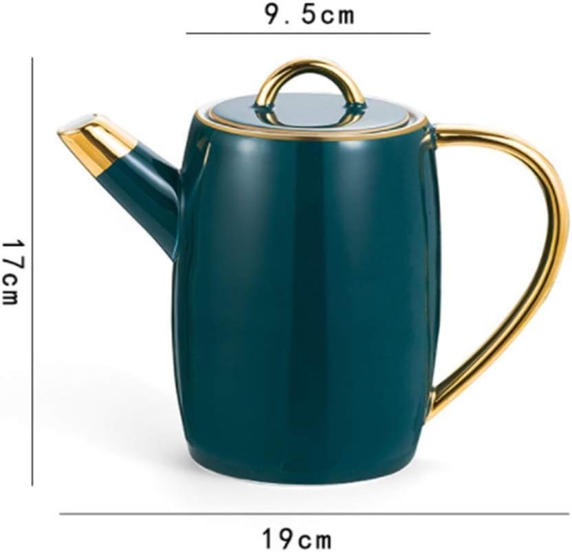 Tea Coffee Cup Set 8 Pieces Nordic Style Glazed Porcelain Coffee and Tea Service with 6 Piece Cups and Coffee Tray Afternoon Tea Drinkware Coffee Set (Green Set of 8) (Green Set of