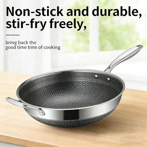 Wok de Acero Inoxidable 12.6 Pulgadas con Revestimiento Antiadherente miniatura 6