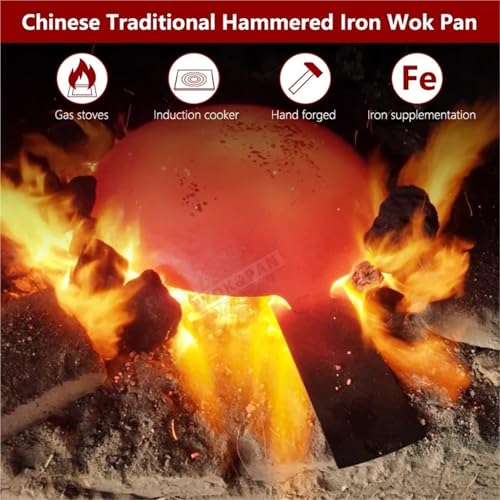Wok de hierro sin recubrimiento, 2 mm grosor, mango desmontable miniatura 2