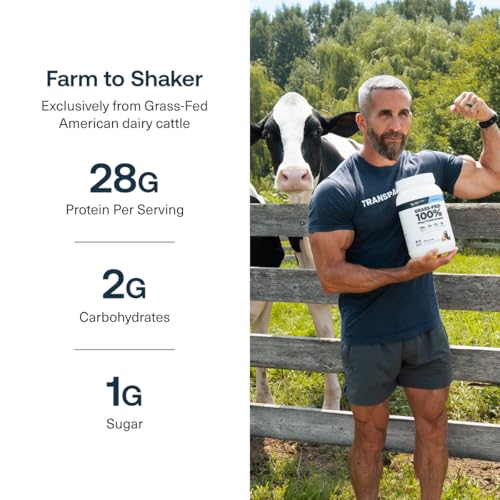 Image of Transparent Labs Grass-Fed Whey Protein Isolate - Naturally Flavored, Gluten Free Whey Protein Powder with 28g of Protein per Serving & 9 Amino Acids - 30 Servings, Dark Chocolate