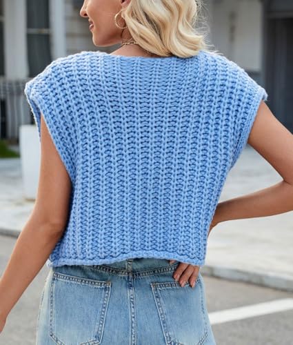 Image of CHARTOU Women Chunky Knit Vest Button Down Sleeveless Sweater Tank Tops Going Out Outfits