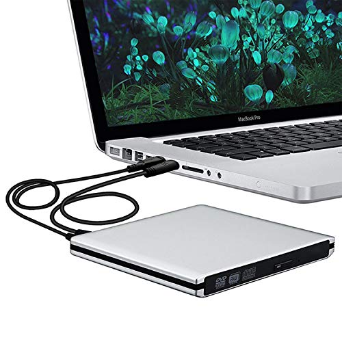 USB C & USB3.0 2 IN 1 External CD Drives, Portable Aluminum CD