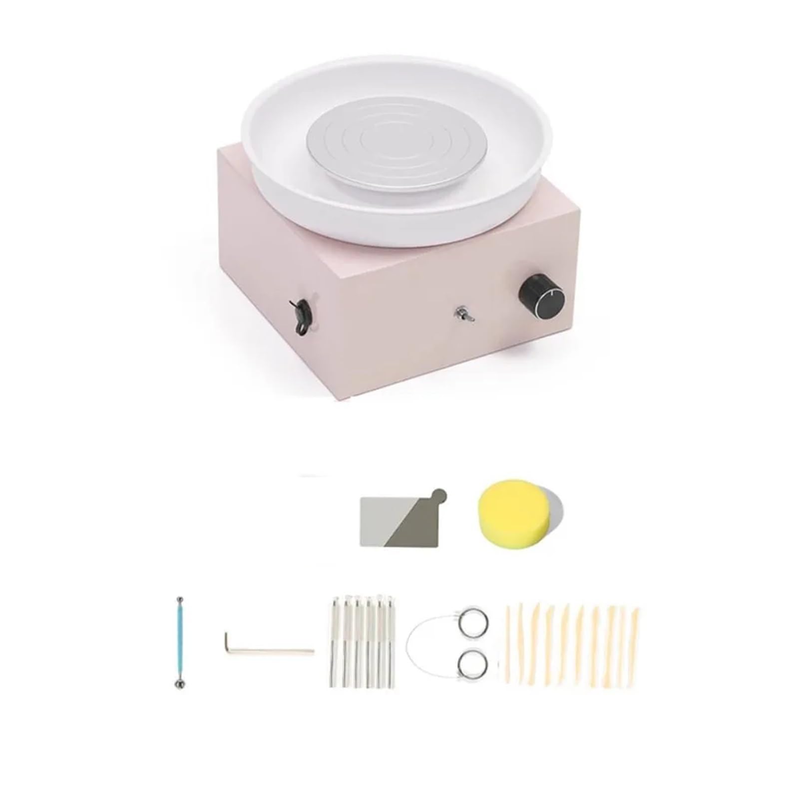 DIY-Keramik-Bastelset – Elektrisches Töpferscheiben-Set mit verstellbarem Drehteller aus Zinklegierung Effizienz(Pink)