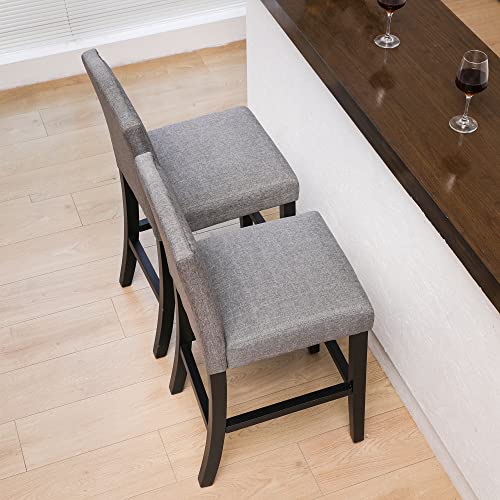 Dagonhil 24 Inches Counter Height Bar Stools With Bronze Nail For Dining Room, Gray, Set Of 2 #TOP1