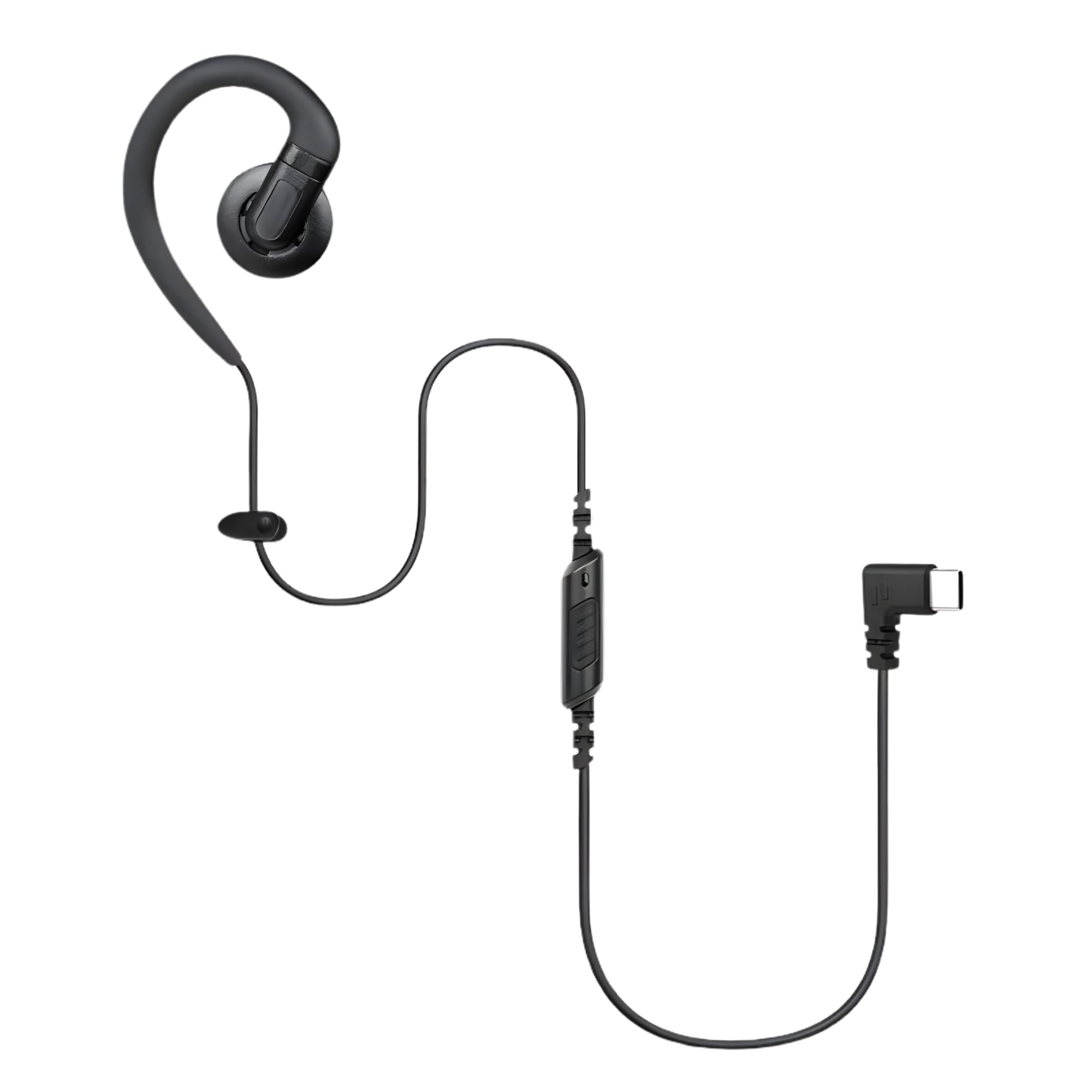 Casque USB C Push-to-Talk - Oreillette en forme de C avec micro PTT intégré et embout amovible - Compatible avec MS Teams et application Talkie Walkie Zello - VP PTT S27