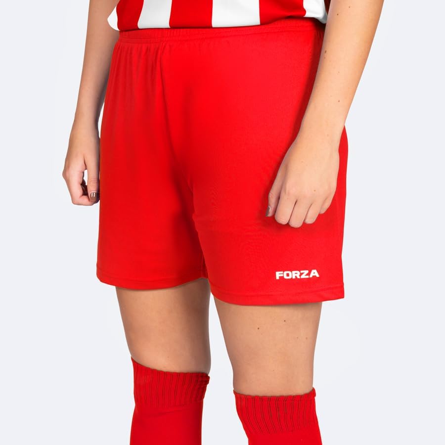 FORZA Women's Striped Short Sleeve Soccer Uniform – Comfortable, Quick-Dry Kit for Players (Red & White, X Large)