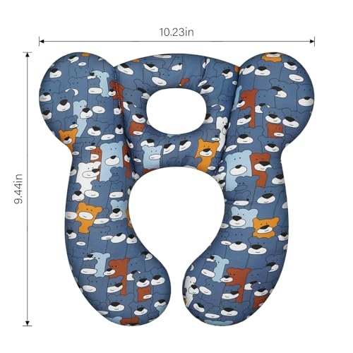 Image of Baby Travel Pillow, Infant Kid's Cushion Soft and Skin Friendly for Car Seat, Pushchair and Stroller (Blue Bear)