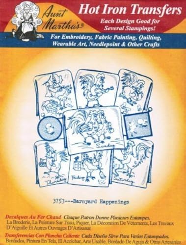 Barnyard Happenings Aunt Martha's Hot Iron Embroidery Transfer