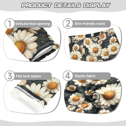 Girls Leggings Daisy Floral Leaves Soft Toddler Leggings for Girls Kids Pants Size 4T-10T3