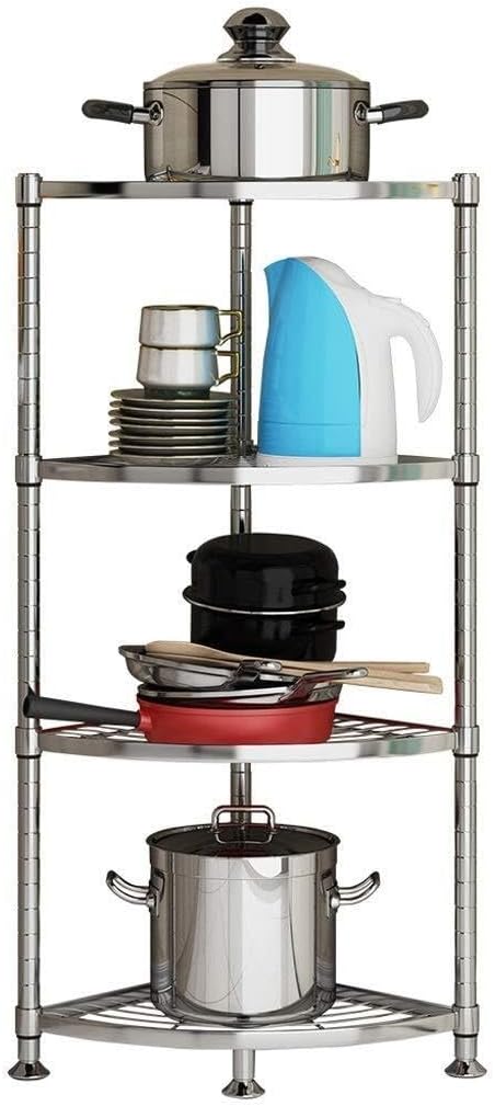 Kitchen Baker's Rack, Multi-Layer Pan & Pot Rack, 4-Tier Cookware Holder, Stainless Steel, Adjustable Storage Shelf, Corner Organizer, Black