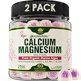 2 Pack - Plant Based Calcium Gummies 600mg with Vitamin D3 K2, Magnesium, Zinc for Bone Strength, Sugar Free Calcium Supplements for Women & Men (Certified Vegan) from Sustainably Organic Red Algae