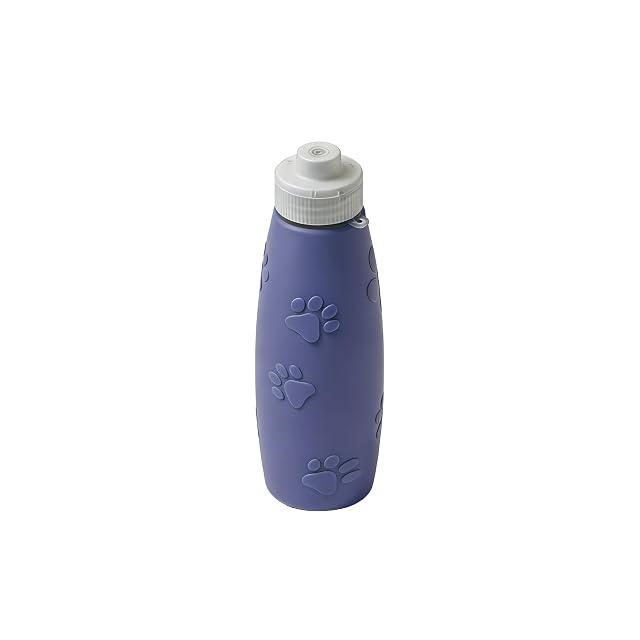 Masilic Botella De Agua De Silicona para Perros, 600 ml, Azul Marino