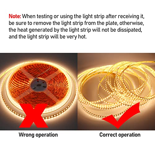 Image of 24V 65.6ft /20m LED Strip Light Warm White 3000K 2400LEDs High Brightness 12000LM SMD2835 Flexible No-Waterproof IP20 LED Tape for Kitchen Backyard Hallways Stairs Decoration(No Power Supply)