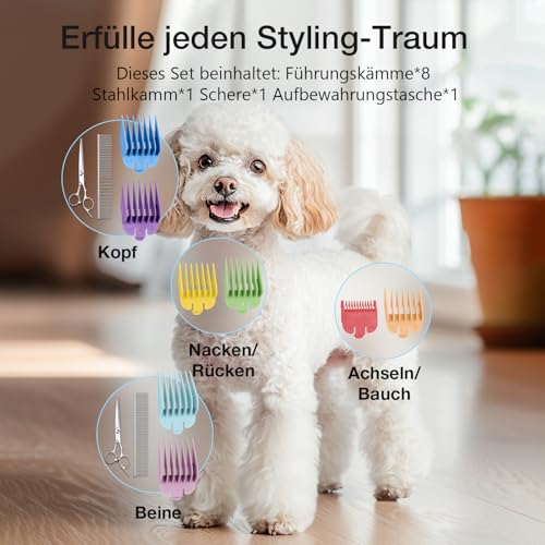 FuzzyFix Leise Hundeschermaschine Dichtes Fell, Profi Schermaschine Hund aus PC, Hunde Haarschneidemaschine Hunderasierer Tierhaarschneidemaschine Hundetrimmer für Dickes Lockiges Tierhaare,Blau