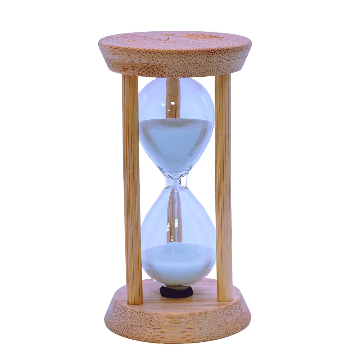 White Sand Timer,2Min Wood Sandglass Clock - Modern Hourglass Watch with100% Bamboo Frame for Kids Games Classroom Kitchen Home Office Decor(White+
