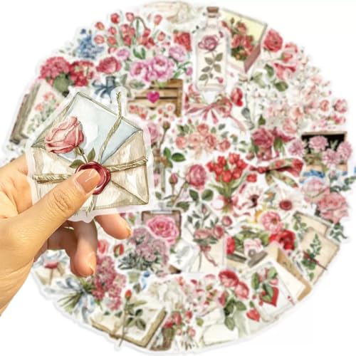 50 PCS Transparent Floral Stickers - Aesthetics Sticker Set Vintage Flower Decals for Scrapbooking Card Making Journaling Paper Crafting - image 2