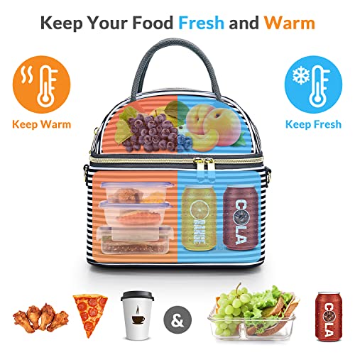 Hafmall Insulated Lunch Bag for Women Men 9L Dual Compartment Lunch Cool Bag for Work School Adult Lunch Bag with Shoulder Straps - Image 4