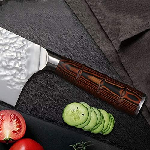 MAYiT Meat Cleaver Knife, 7inch Stainless Steel Kitchen Knife Chef Knives Meat Cleaver Butcher Knife with Color Wood Handle