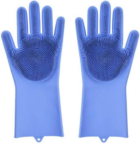 Jiya Enterprise ilicon Scrubber Gloves for Dishwashing Pet Grooming car Cleaning and Heat Resistance Kitchen Gloves (Multi-Colour, 1 Pair)