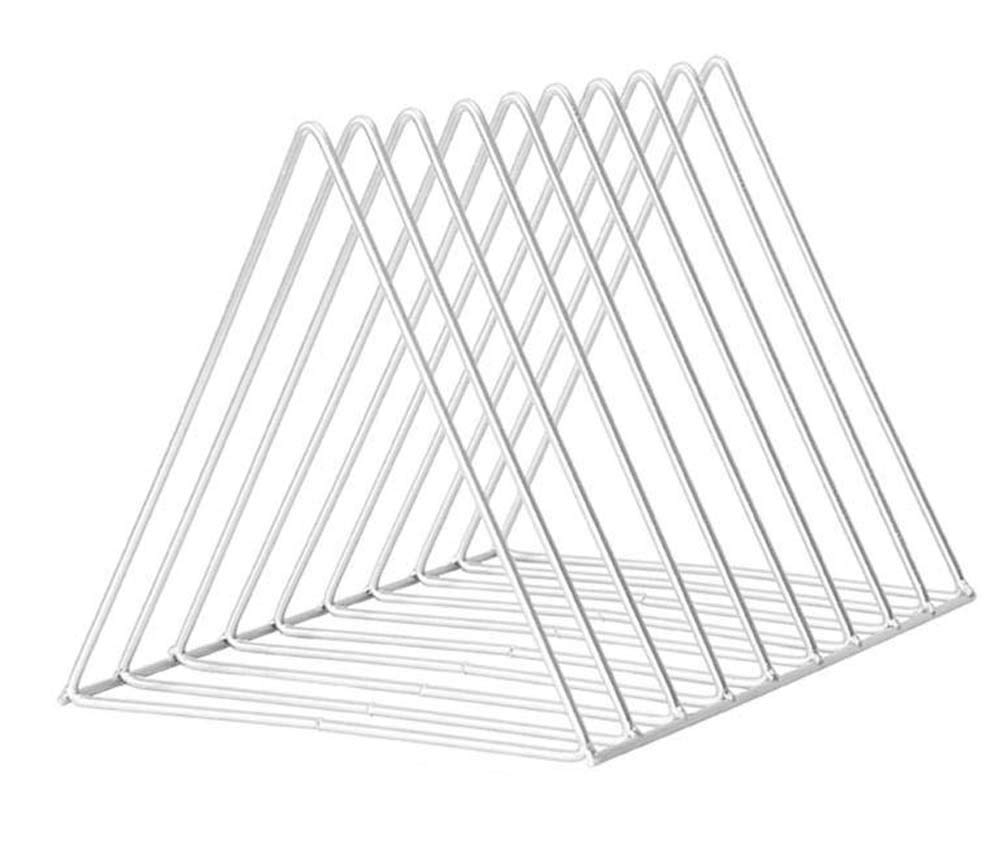 2 pcs Soporte para periódicos de escritorio, estante de almacenamiento de hierro para escritorio, organizador de archivos triángulo, decoración para el hogar, oficina, librerías (blanco)