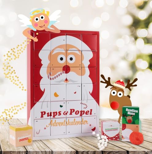 Pups & Popel Spaß-Adventskalender mit witzigen, weihnachtlichen Süßigkeiten wie Rentierpupse | von Liebeskummerpillen