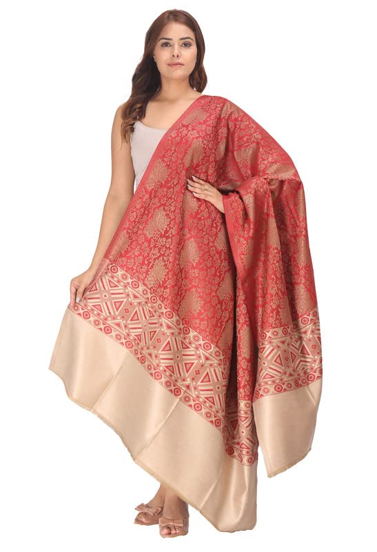 MANRA Women Ladies Kashmiri Wool Floral Print Design Warm and Soft Shawl [SIZE:40X80 Inches] (SHAWL 728)-picture-52