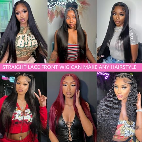 Image of 22 Inch 13x6 Lace Front Wigs Human Hair 200 Density Straight HD Lace Front Human Hair Wig Glueless Wigs Human Hair Pre Plucked Straight Frontal Wig for Women Natural Color