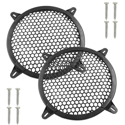 Unlorspy 2Pcs Black Plastic Subwoofer Grill,8 Inch Grill Audio Speaker Mesh Cover Protector with Mounting Screws for DIY Home Audio or Car Speaker