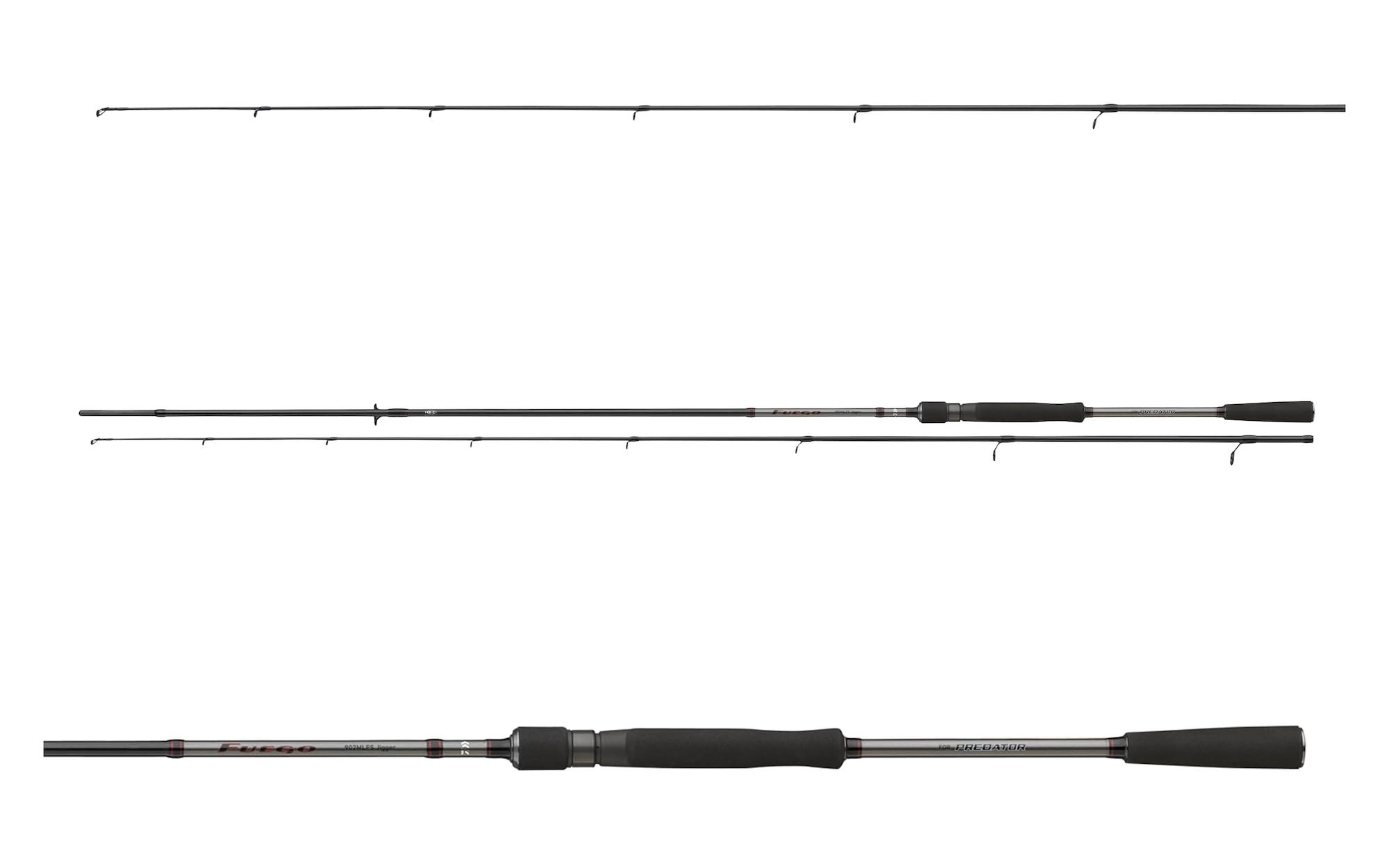 DAIWA Fuego Predator Jigger Spin, 2 Teile, Raubfisch Angelrute, Jigrute