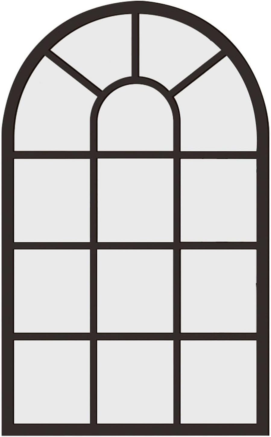 LOVIVER Arched Window Wall Mirror Wall Art Simple Windowpane Arch Mirror, Wall Decor Sticker, Decorative Mirror for Bathroom Farmhouse Entryway,Home Decor, Black