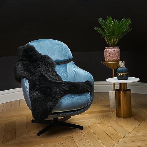 HOME Lammfell Weich Schaffell Echt - Natürliche Lammfell Teppich für Wohnzimmer und Schlafzimmer - Flauschig - Deko Fell