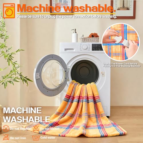 Image of Electric Blanket Heated Twin, Soft Flannel 62 inchx84 inch Plaid Heating Blanket with 8 Hours Auto Off 10 Fast Heating Levels Machine Washable Sherpa Heated Blanket with Overheating Protection