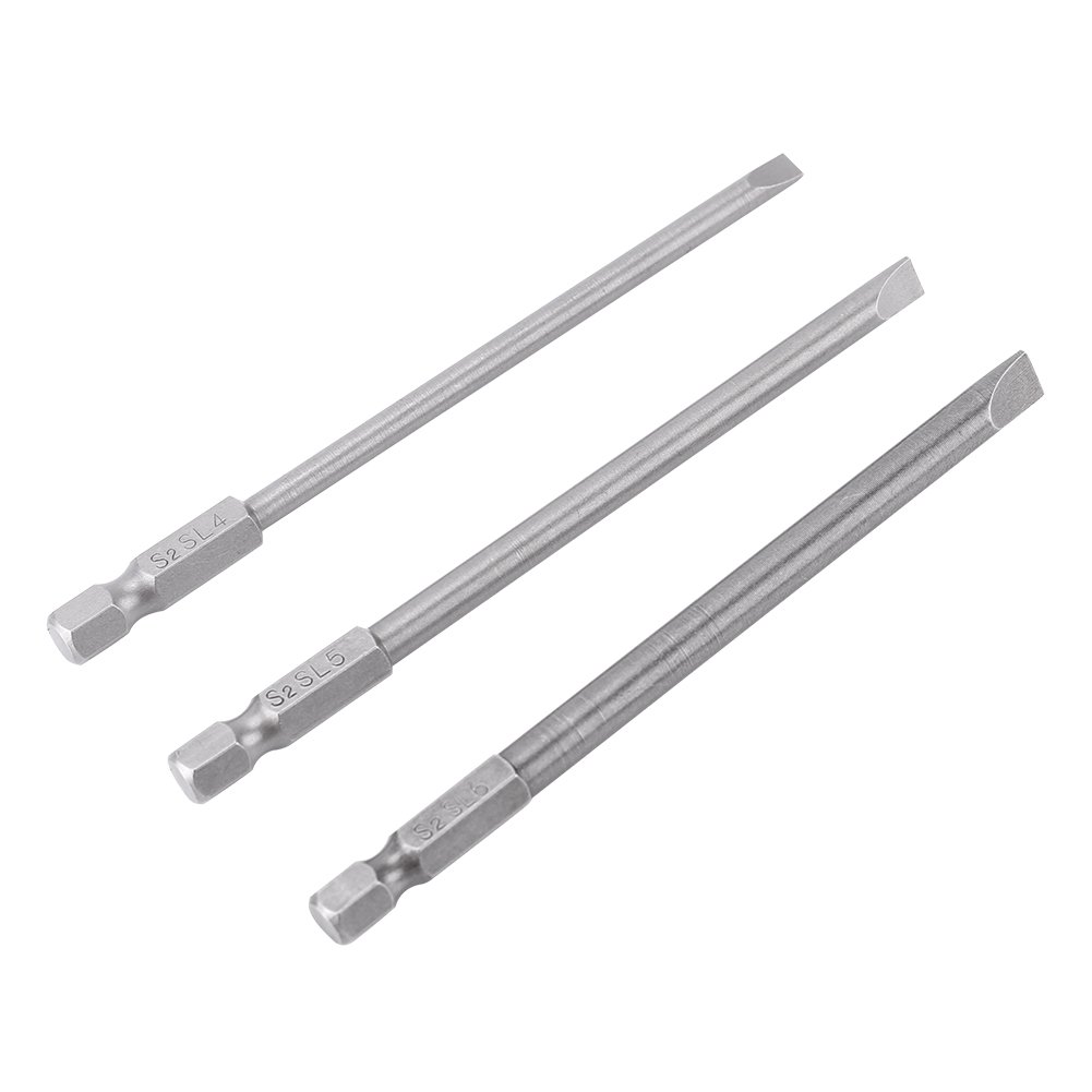 Keenso Schraubendreher Bits Set, 10 Stück 1/4 Zoll 100mm Schraubendreher Bits Magnet BST Schraubendreher Bits (Schlitzkopf, Kreuzkopf, Sechskantkopf)