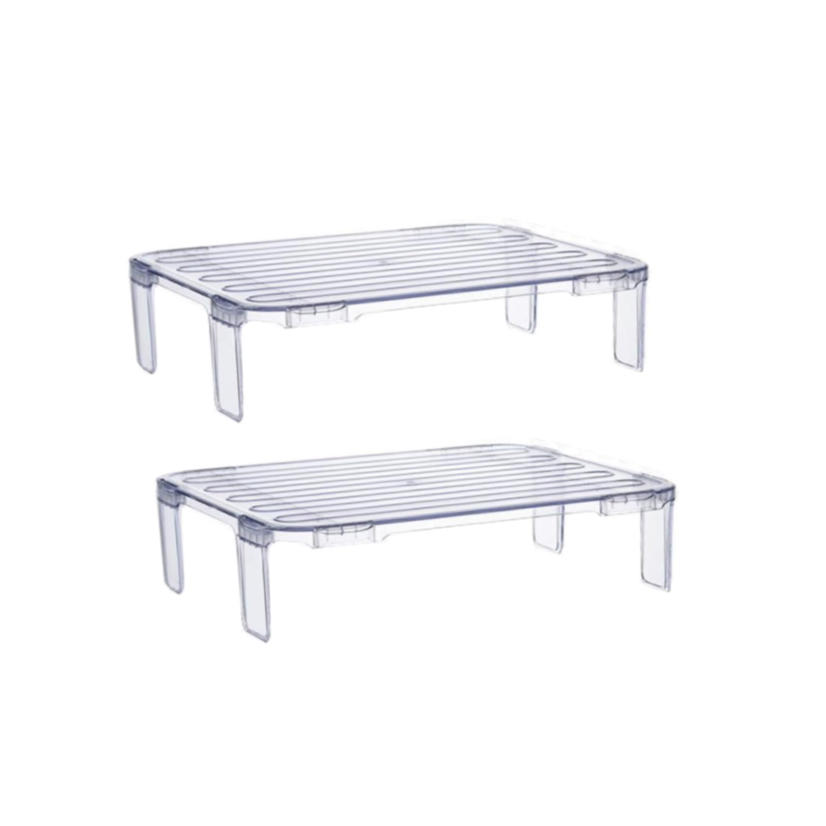 Étagère de rangement transparente en acrylique empilable pour frigo et cuisine