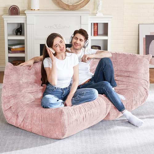 Image of HABUTWAY Giant Bean Bag Chairs Lazy Sofa for Adults,Corner,Pink | Memory Foam Bean Bag Chairs,Fireside Corner Chair,Lazy Floor Corner Sofa for Living Room, Bedroom, Dorm, Office