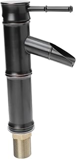 Grifo de Agua Fría y Caliente para Lavabo de Baño, Diseño Único de Bambú en Cobre, Salida Natural de Agua y Función Antisalpicaduras para Oficina y Baño