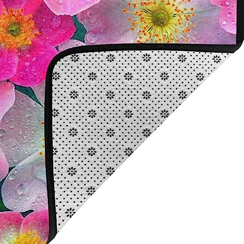Tapis de salon flanelle douce moderne grand format rectangulaire fleuri - 4