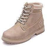  VTASQ Botas de Nieve Mujer Invierno Impermeables Comodos Cálido Zapatos Piel Forro Botines Cordones Antideslizante Aire Libre Boots Caqui 42
