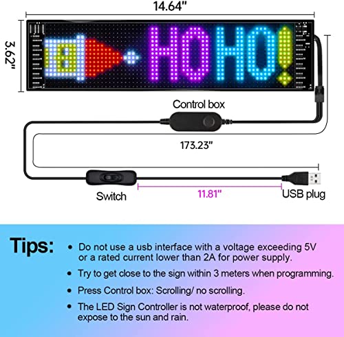 Image of GOTUS Scrolling LED Sign,Flexible LED RGB Color Sign,Programmable LED Display,Bluetooth APP,DIY Edit Animations,Text, Graffiti